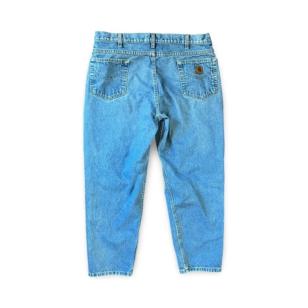 Carhartt Relaxed Fit Straight Denim Blue Jeans Work Men's Size 40x30 B113-DST